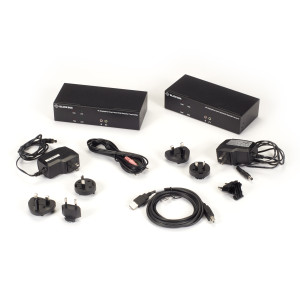 Black Box KVXLCDP-200 KVM Extender Kit Over CATx with Dual-Monitor, DisplayPort, USB 2.0, Audio, Serial, Local Video Out