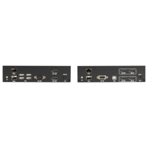 Black Box KVXLCDPF-200 KVM Extender Kit Over Fiber with Dual-Monitor, DisplayPort, USB 2.0, Audio, Serial, Local Video Out, SFP Port