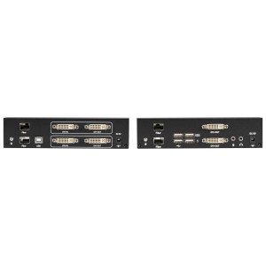 Black Box KVXLCF-200-R2 KVM Extender Kit over Fiber, Dual-Monitor, DVI-I, USB 2.0, Audio, Serial, Local Video Out, SFP Port
