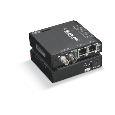 Black Box LBH100A-H-SC Fast Ethernet Hardened Temperature Switch, 2 10/100-Mbps Copper RJ45, 1 100-Mbps Multimode Fiber, 1300nm, 2km, SC