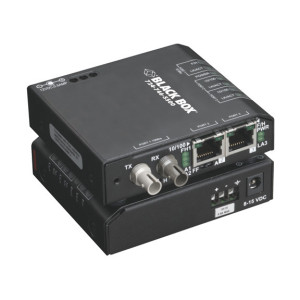 Black Box LBH100A-P-SSC-12 Fast Ethernet (100-Mbps) Extreme Temperature Switch, Singlemode Fiber, 1310nm, 20km, SC Port, 12V DC-Power