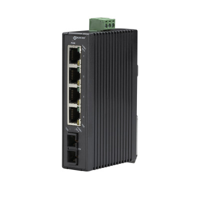 Black Box LBH120A-H Fast Ethernet (100-Mbps) Hardened Temperature Switch - (4) 10/100-Mbps Copper RJ45, (1) 100-Mbps Multimode Fiber, 1300nm, 2km, SC