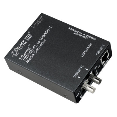 Black Box LE2122A-R4 Ethernet Media Converter, 10-Mbps Copper to 10-Mbps Multimode Fiber, 850nm, 2km, ST