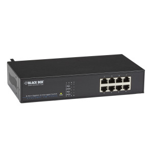 Black Box LGB408A-R2 Gigabit Ethernet Switch, (8) 10/100/1000-Mbps Copper RJ45, Rackmount