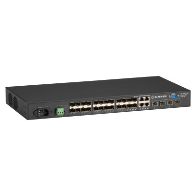 Black Box LGB5128A-R2 Gigabit Ethernet Managed Switch, (20) SFP, (4) Dual-Media SFP, (4) SFP+, (1) DB9 Console