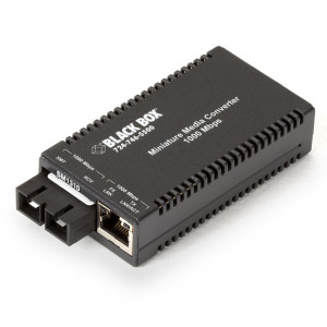 Black Box LGC010A-R2 Gigabit Ethernet Media Converter, 1000-Mbps Copper to 1000-Mbps Multimode Fiber, 850nm, 0.3km, SC