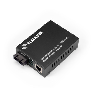 Black Box LGC212A Gigabit Ethernet to Fiber Media Converter, Singlemode, 1310nm, 10 km, SC