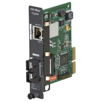 Black Box LGC5108C-R4 Black Box LGC5108C-R4 Gigabit Ethernet Managed Media Converter, 1000-Mbps Copper to 1000-Mbps Multimode Fiber, 850nm, 0.3km, SC