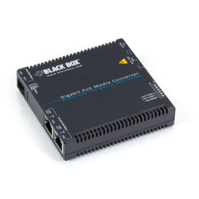 Black Box LGC5200A PoE Gigabit Ethernet to SFP Media Converter, two 10/100/1000-Mbps Copper to 100/1000-Mbps Fiber SFP