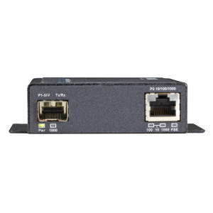 Black Box LGC5300A Gigabit Ethernet Industrial PoE Media Converter, 10/100/1000-Mbps Copper to 1000-Mbps SFP Fiber, Extreme Temperature