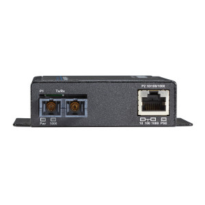 Black Box LGC5301A Gigabit Ethernet Industrial PoE Media Converter, 10/100/1000-Mbps Copper to 1000-Mbps Multimode Fiber, Extreme Temperature, 850nm, 0.5km, SC