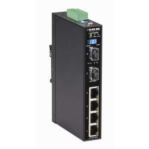 Black Box LGH1006A Industrial 6-Port Gigabit Ethernet Switch, 2 SFP Slots
