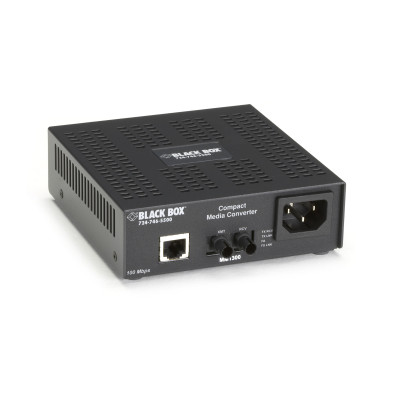 Black Box LHC002A-R4 Compact Fast Ethernet Media Converter, 100-Mbps Copper to 100-Mbps Multimode Fiber, 1310nm, 2km, SC