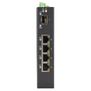 Black Box LIE401A Gigabit Ethernet Extreme Temperature PoE Switch, (4) 10/100/1000-Mbps Copper RJ45 PoE, (1) 100/1000-Mbps SFP
