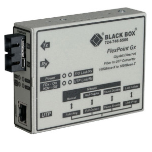 Black Box LMC1003A-R3 Gigabit Ethernet Media Converter, Multimode Fiber, 850nm, 0.3km, SC