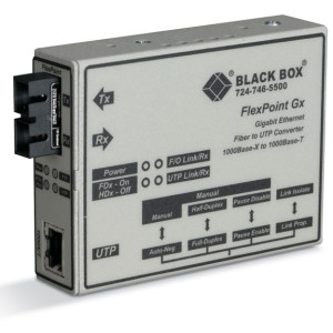 Black Box LMC1009A-R3 Gigabit Ethernet Media Converter, 1000-Mbps Copper to 1000-Mbps Singlemode Fiber, 1310nm, 10km, LC