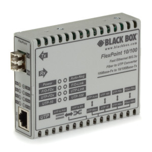 Black Box LMC100A Fast Ethernet Media Converter, 10/100-Mbps Copper to 100-Mbps Multimode Fiber, 1300nm, 2km, SC/LC