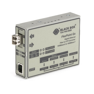 Black Box LMC1012A Gigabit Ethernet Media Converter - 1000-Mbps Copper to 1000-Mbps Multimode Fiber, 850nm, 0.3km, LC