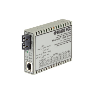Black Box LMC1017A Gigabit Ethernet Media Converter, 10/100/1000-Mbps Copper to 1000-Mbps Multi/Singlemode Fiber, ST/SC