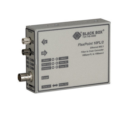 Black Box LMC211A-MM Ethernet Media Converter, 10-Mbps ThinNet to 10-Mbps Multimode fiber, ST