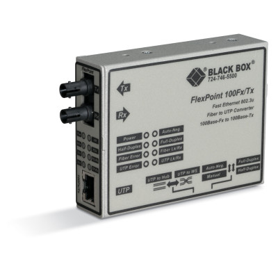 Black Box LMC213A Fast Ethernet to Fiber Media Converter, Multi or Singlemode, 1310nm, SC or ST