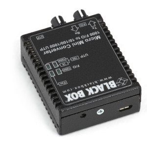 Black Box LMC4001A Gigabit Ethernet to Multimode Fiber Media Converter, 850nm, 0.5km, ST connectors
