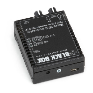 Black Box LMC4003A Gigabit Ethernet to Singlemode Fiber Media Converter, 1310nm, 12km, ST connectors