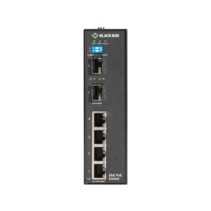 Black Box LPH1006A-R2 Gigabit Ethernet (1000-Mbps) Extreme Temperature PoE+ Switch, 4 RJ45 PoE+, 2 SFP