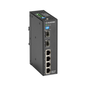 Black Box LPH1006A-R2 Gigabit Ethernet (1000-Mbps) Extreme Temperature PoE+ Switch, 4 RJ45 PoE+, 2 SFP