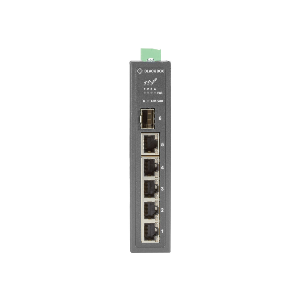 LIE402A, Gigabit Ethernet (1000-Mbps) PoE++ Industrial Network Switch - (4)  10/100/1000-Mbps Copper RJ-45, (2) 100/1000-Mbps SFP, Extreme Temperature -  Black Box