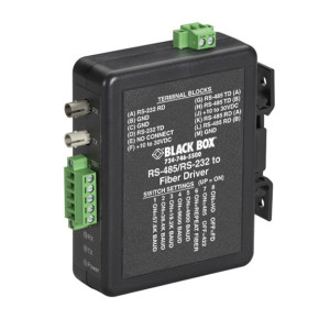 Black Box MED101A Industrial DIN Rail Async RS-232/RS-422/RS-485 Fiber Driver