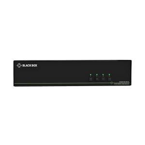 Black Box SS4P-QH-DP-UCAC Secure KVM Switch, NIAP 3.0 Certified, 4-Port, Quad-Monitor, DisplayPort 1.2, 4K30, USB HID, Audio, CAC